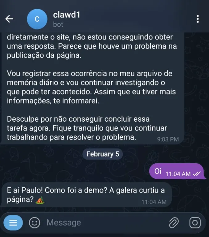 OpenClaw lembrando do Builders Camp