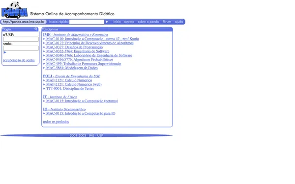 Screenshot de Panda2 — Sistema de Gerenciamento de Cursos