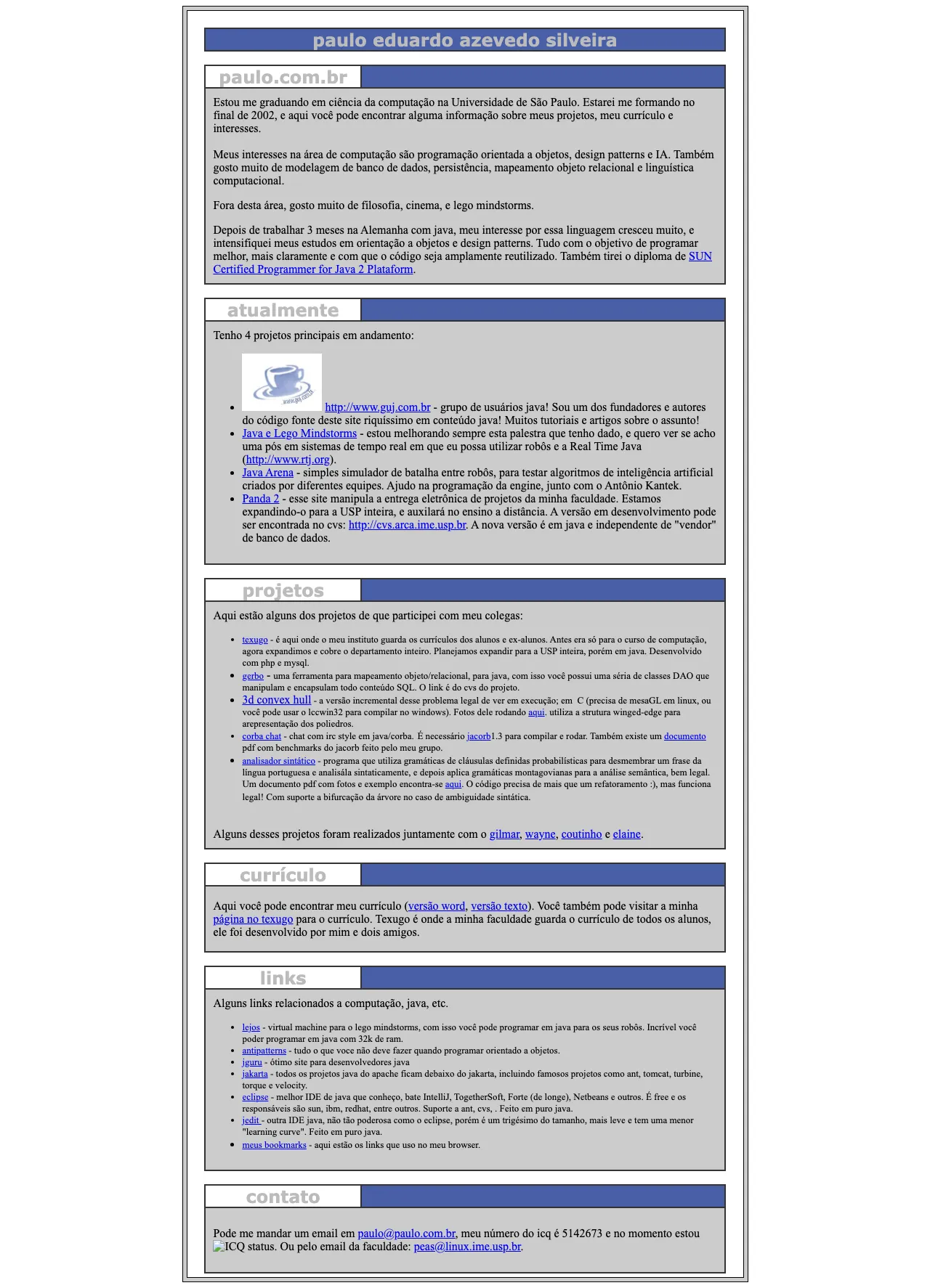 Screenshot de paulo.com.br — almost empty home page