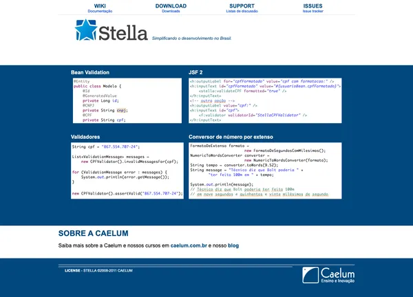 Screenshot de Caelum Stella — Validação e Boletos para Java