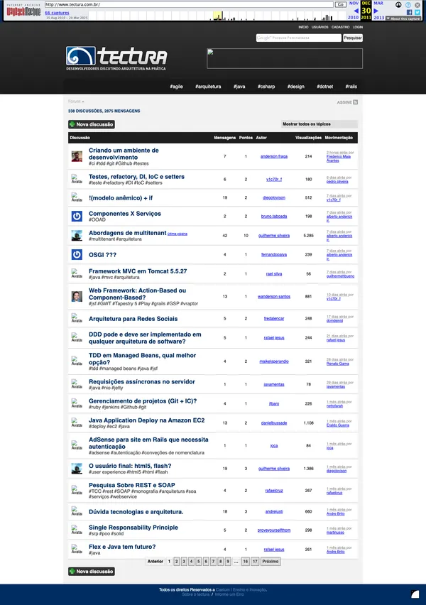 Screenshot de Tectura — Arquitetura na Prática