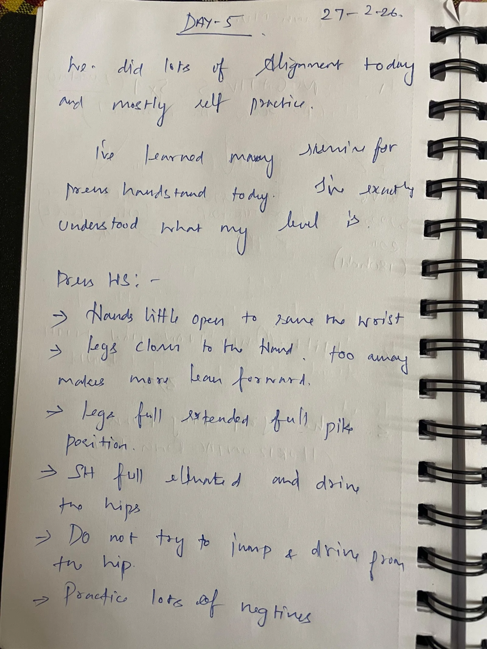 Dinesh's handwritten notes: Day 5 (27-01-26)